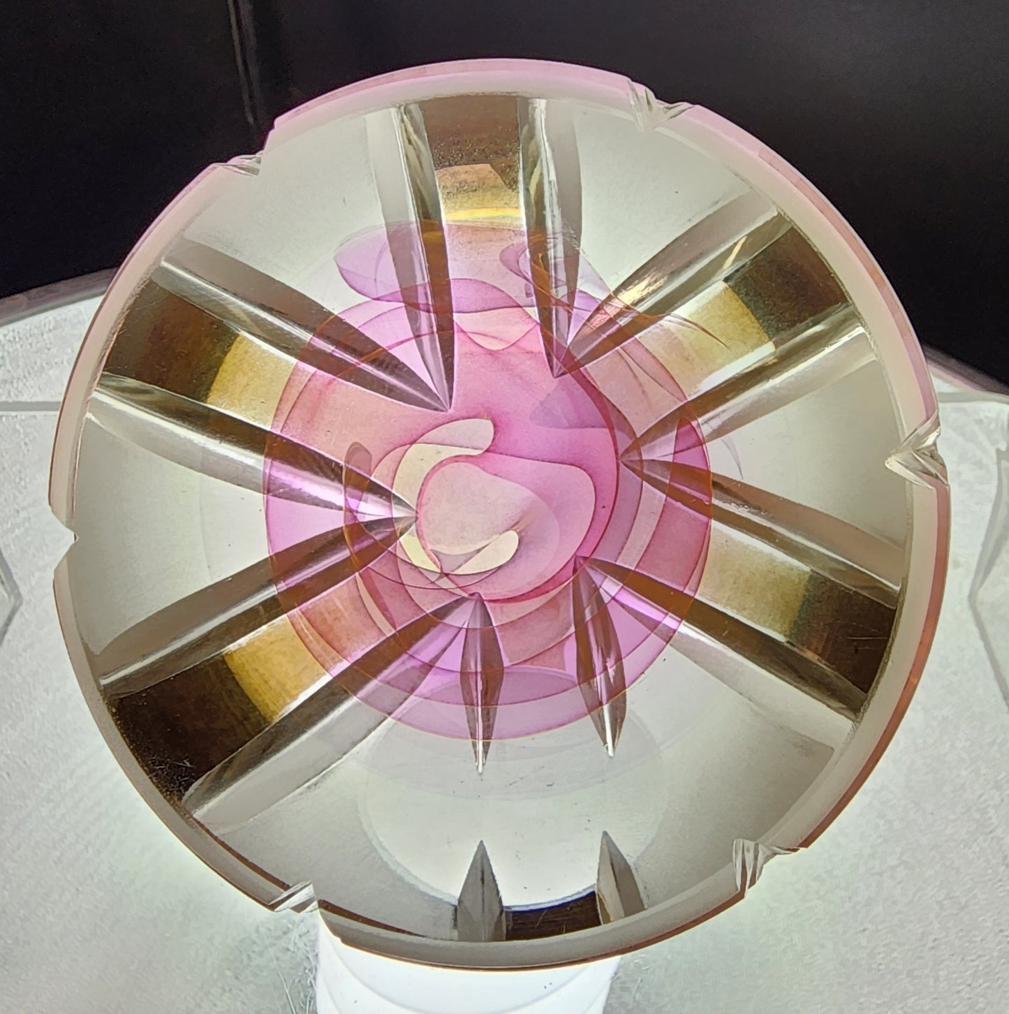 Hand cut glass art Paperweight signed Peter ORourke