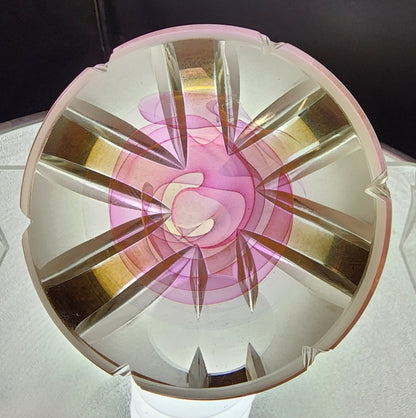 Hand cut glass art Paperweight signed Peter ORourke