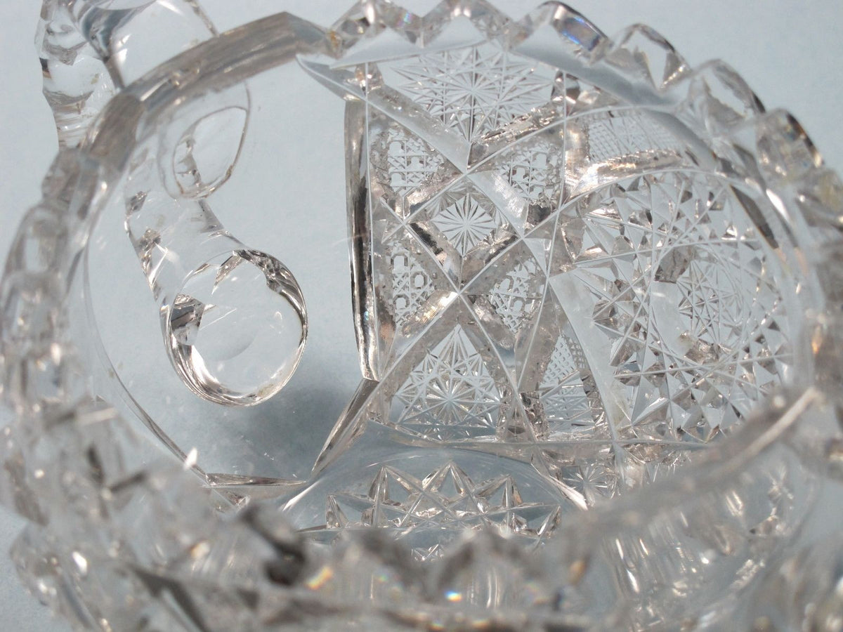 American Brilliant Period Cut Glass 2 handle large sugar Antique  abp hand cut - O'Rourke crystal awards & gifts abp cut glass