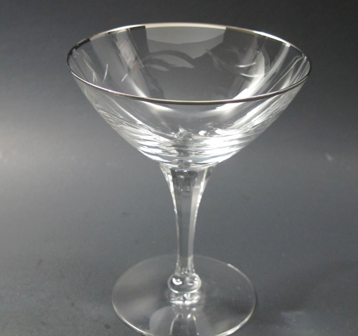 4 Tiffin Rivirea platinum Hand cut glass desserts never used, in shipping box - O'Rourke crystal awards & gifts abp cut glass