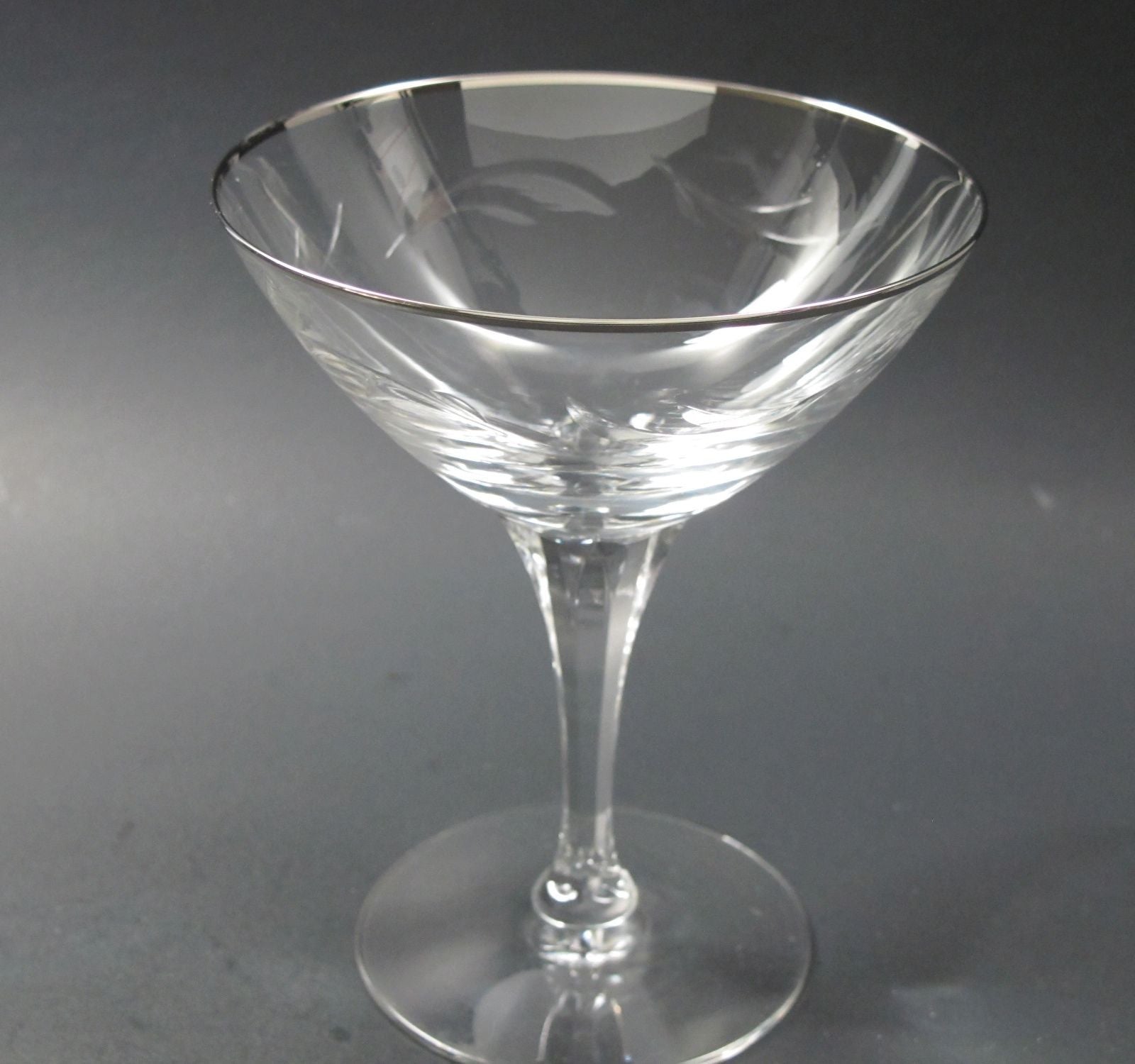 4 Tiffin Rivirea platinum Hand cut glass desserts never used, in shipping box - O'Rourke crystal awards & gifts abp cut glass