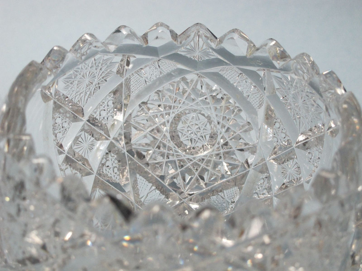 American Brilliant Period Cut Glass 2 handle large sugar Antique  abp hand cut - O'Rourke crystal awards & gifts abp cut glass