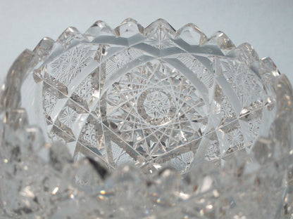 American Brilliant Period Cut Glass 2 handle large sugar Antique  abp hand cut - O'Rourke crystal awards & gifts abp cut glass