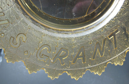 S.Grant amber "LET US HAVE PEACE" GLASS PLATE - O'Rourke crystal awards & gifts abp cut glass