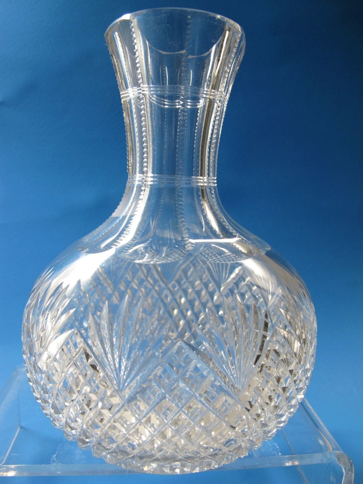 Strawberry diamond and fan Carafe American Brilliant Period hand Cut Glass - O'Rourke crystal awards & gifts abp cut glass