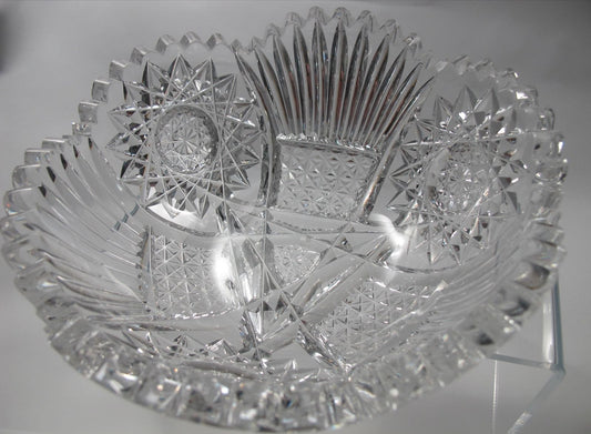American Brilliant Period hand Cut Glass bowl ABP antique crystal - O'Rourke crystal awards & gifts abp cut glass