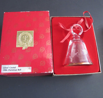 Lenox Crystal 1986 doves Tree miniature bell ornament Made in USA - O'Rourke crystal awards & gifts abp cut glass
