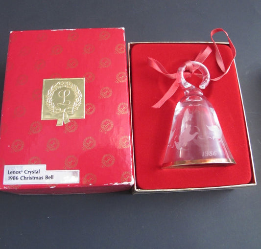 Lenox Crystal 1986 doves Tree miniature bell ornament Made in USA - O'Rourke crystal awards & gifts abp cut glass