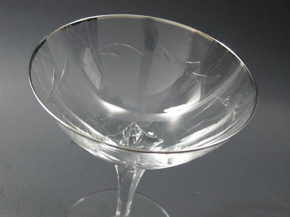 4 Tiffin Rivirea platinum Hand cut glass desserts never used, in shipping box - O'Rourke crystal awards & gifts abp cut glass