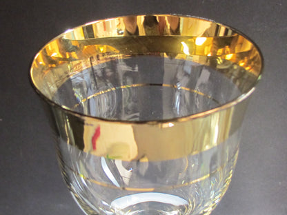 Gold band glass goblet Hungry?