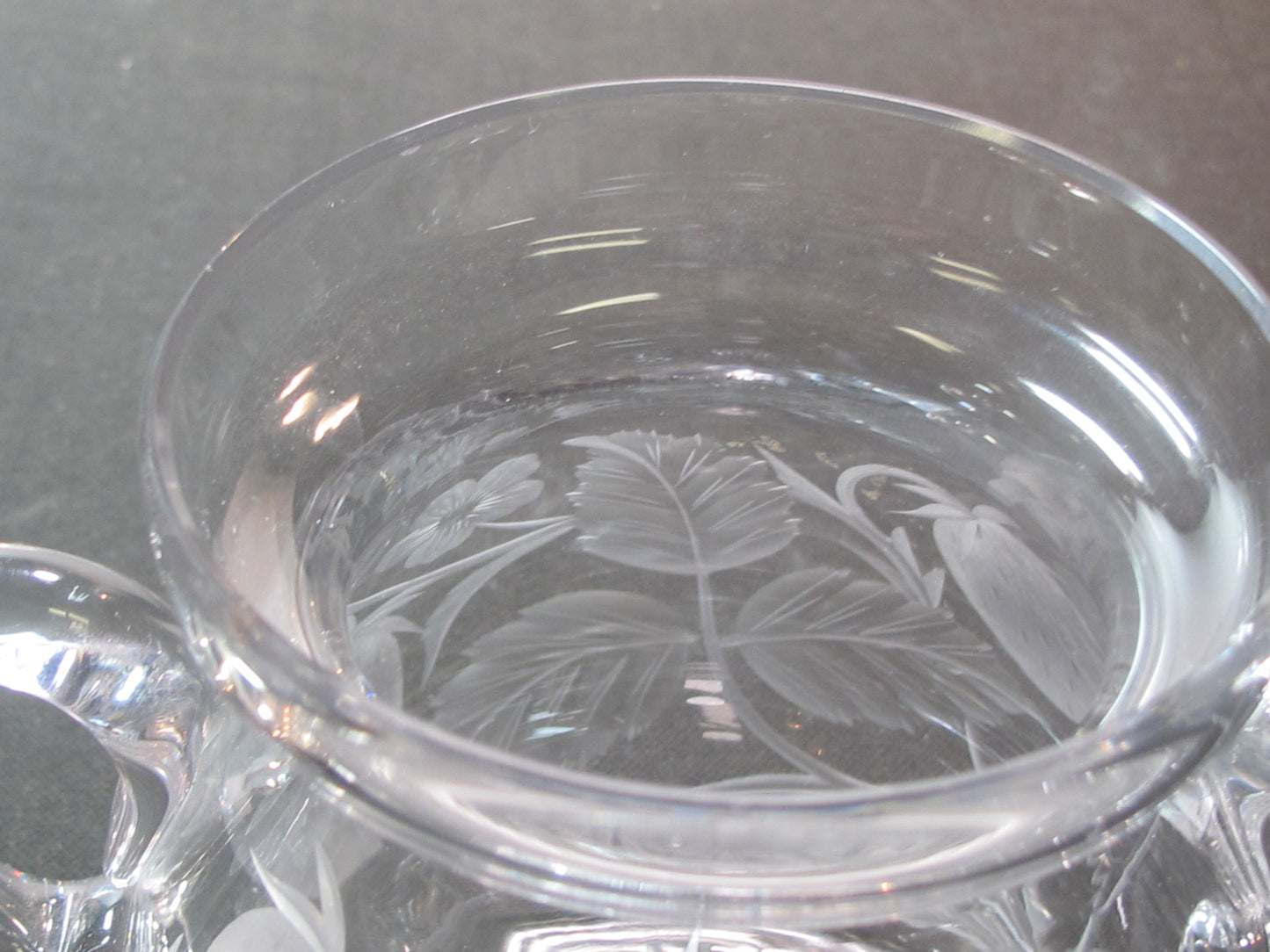 Hand Cut glass sugar Floral Strawberry silver lid
