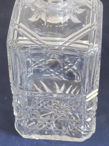 Signed Edinburgh Scotland hand Cut glass square Crystal decanter