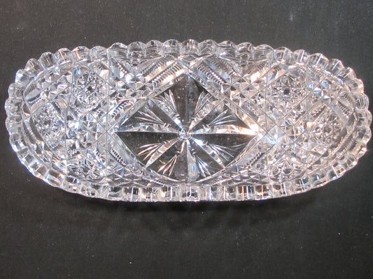ABP Crystal Cut Glass signed Libbey oval dish