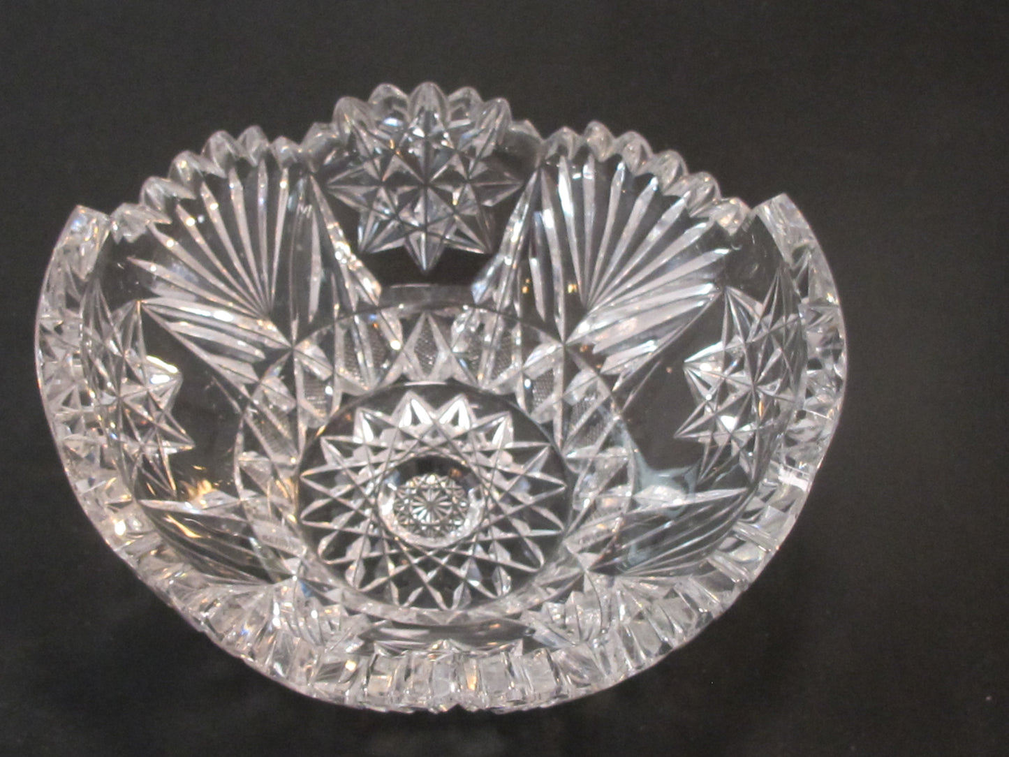 ABP cut glass handle ice tub Antique crystal Made in USA