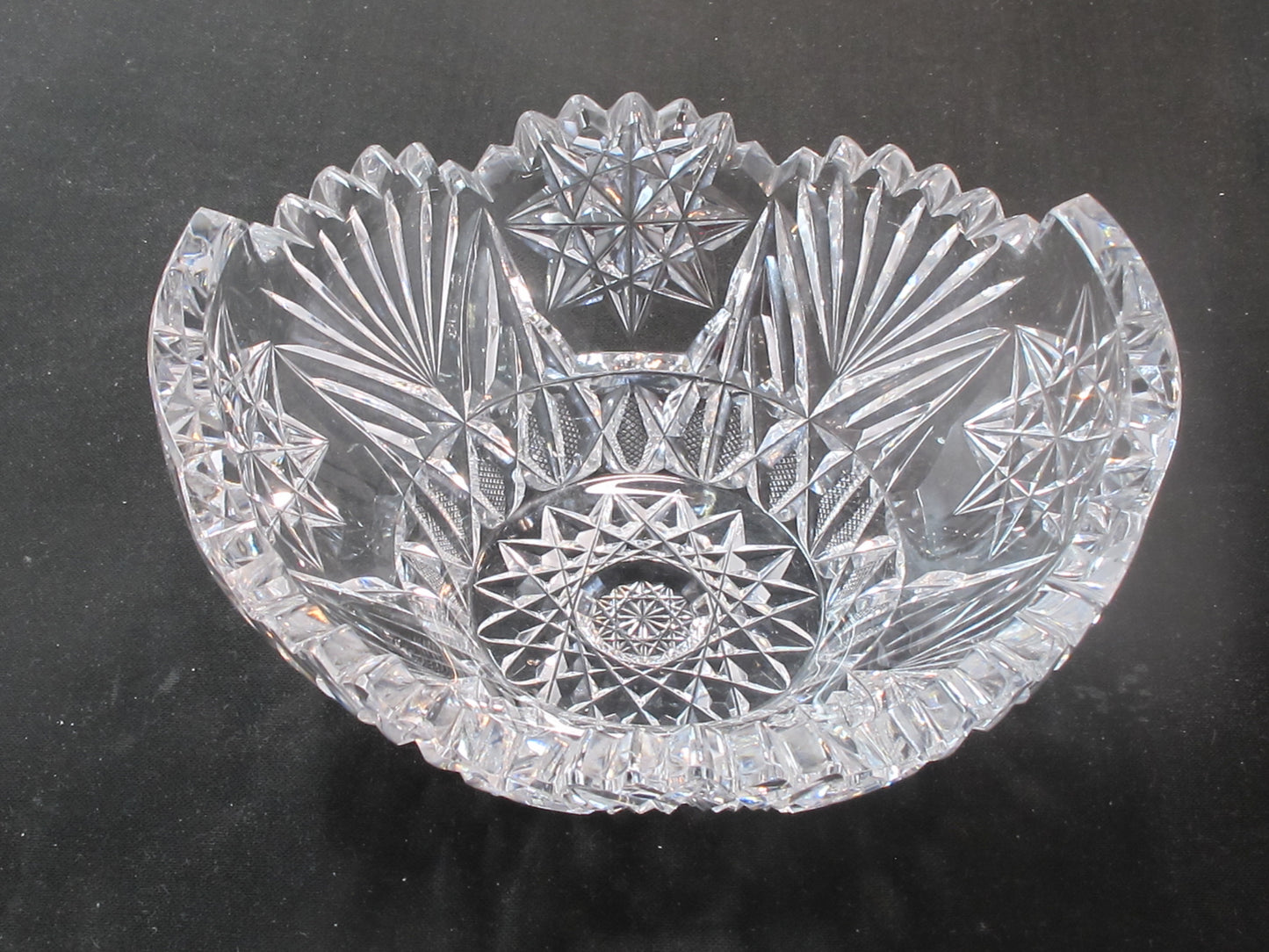 ABP cut glass handle ice tub Antique crystal Made in USA