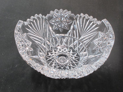 ABP cut glass handle ice tub Antique crystal Made in USA
