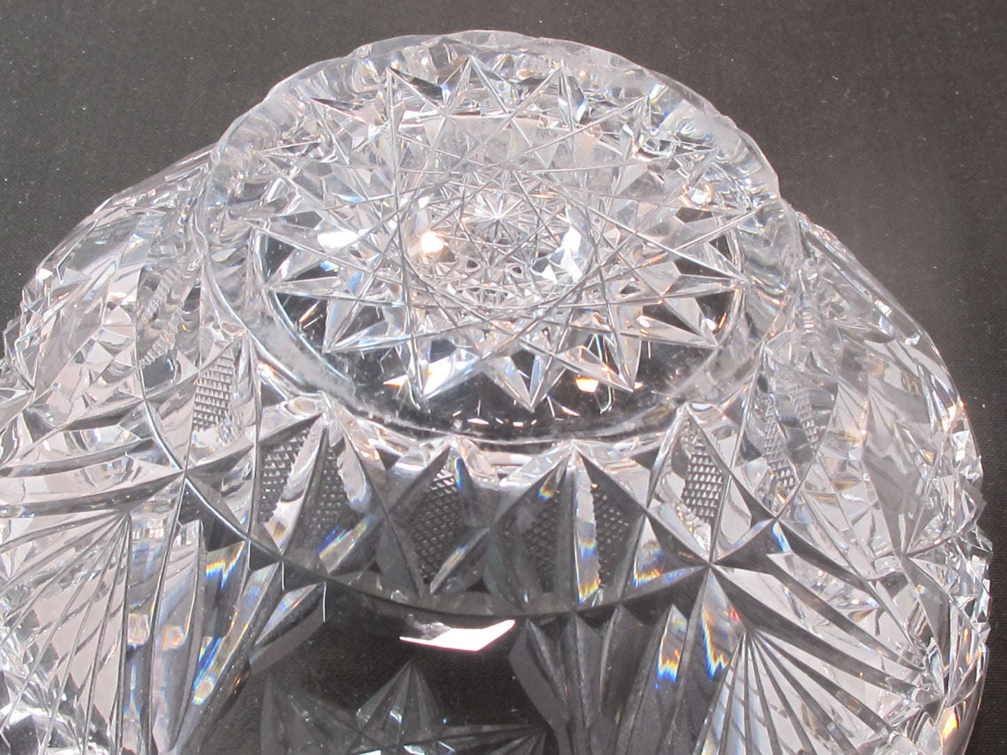 ABP cut glass handle ice tub Antique crystal Made in USA