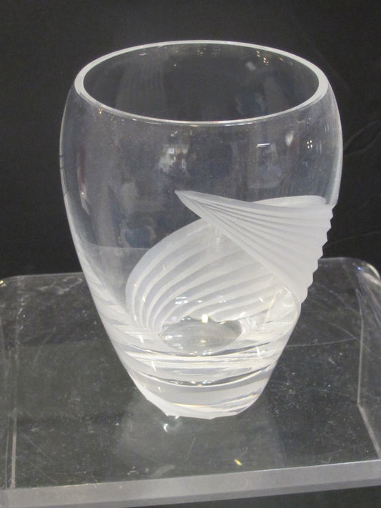 Cut Glass vase Lenox USA crystal Windswept Signed
