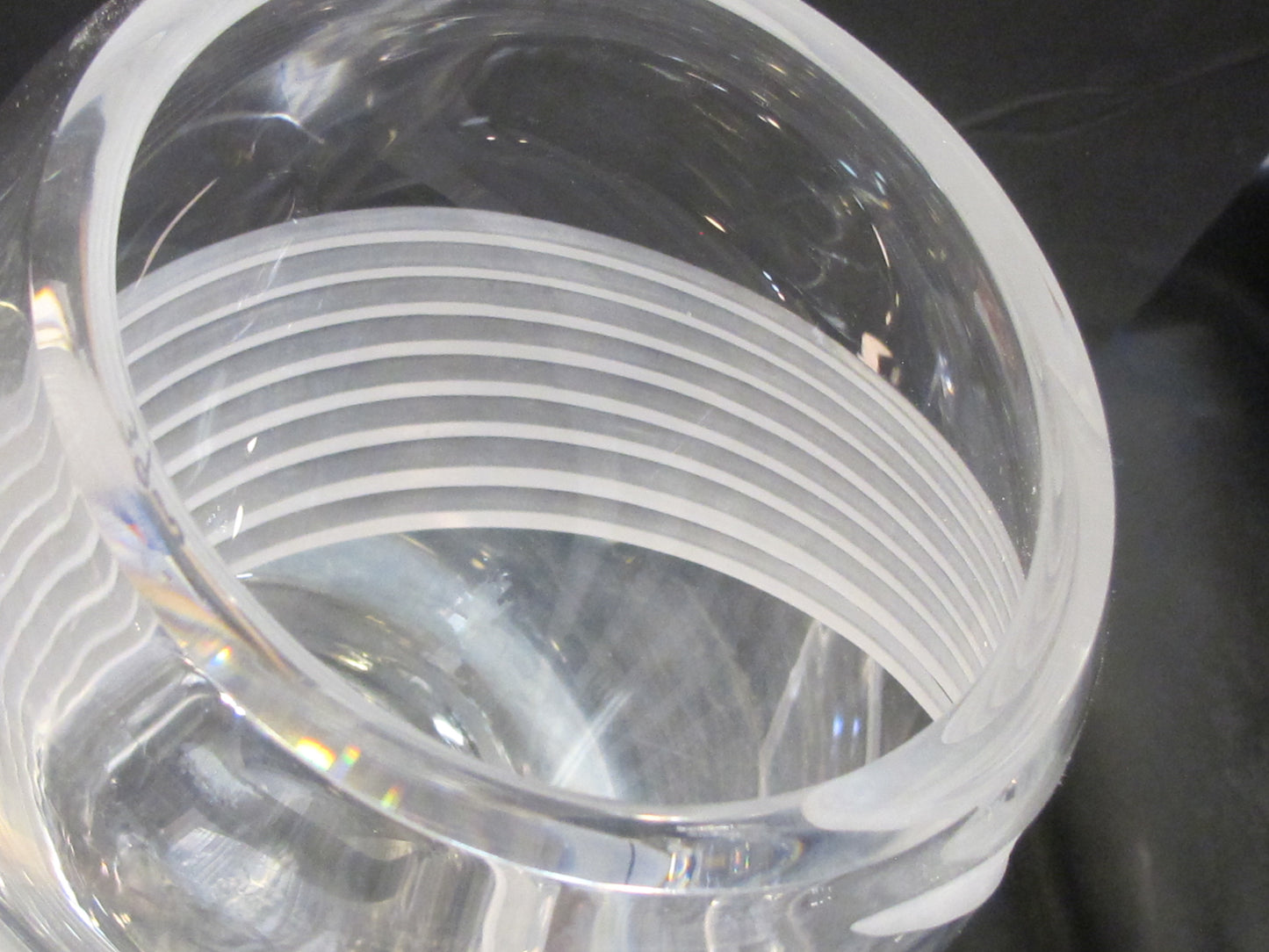 Cut Glass vase Lenox USA crystal Windswpept Signed