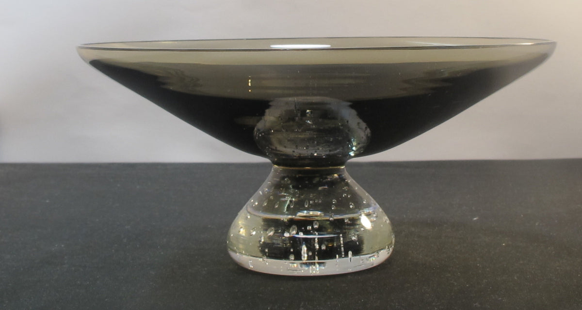 Erickson charcoal glass bowl with controlled bubbles