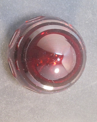 O'Rourke CUT GLASS to clear red hollow egg Hand cut