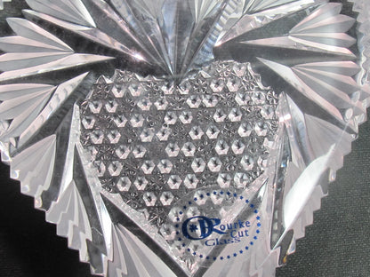 Valentines day Hand Cut 24% lead crystal heart Paperweight signed Peter ORourke