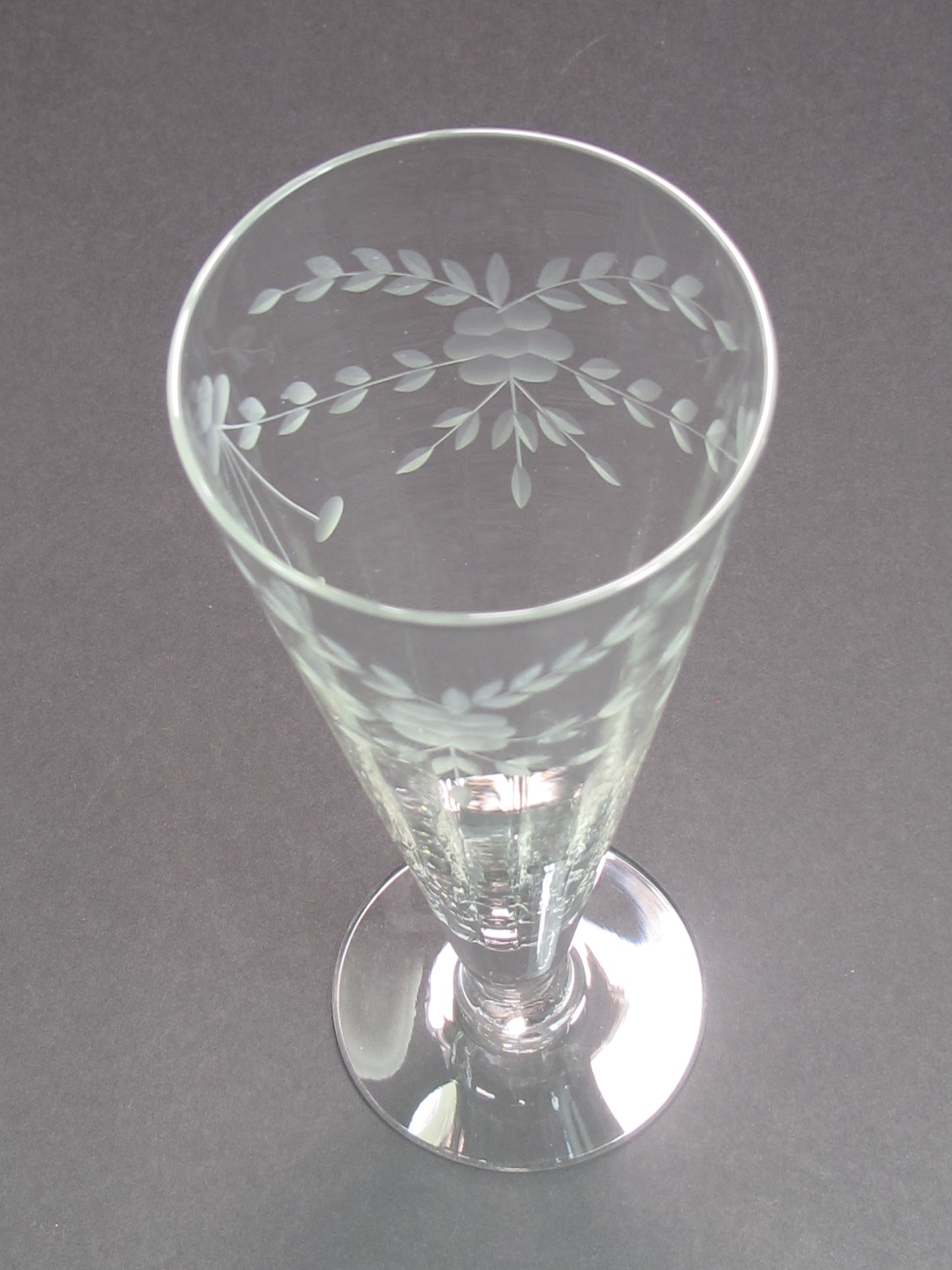 Hand cut  beverage/ champagne glass Seneca? 1960's