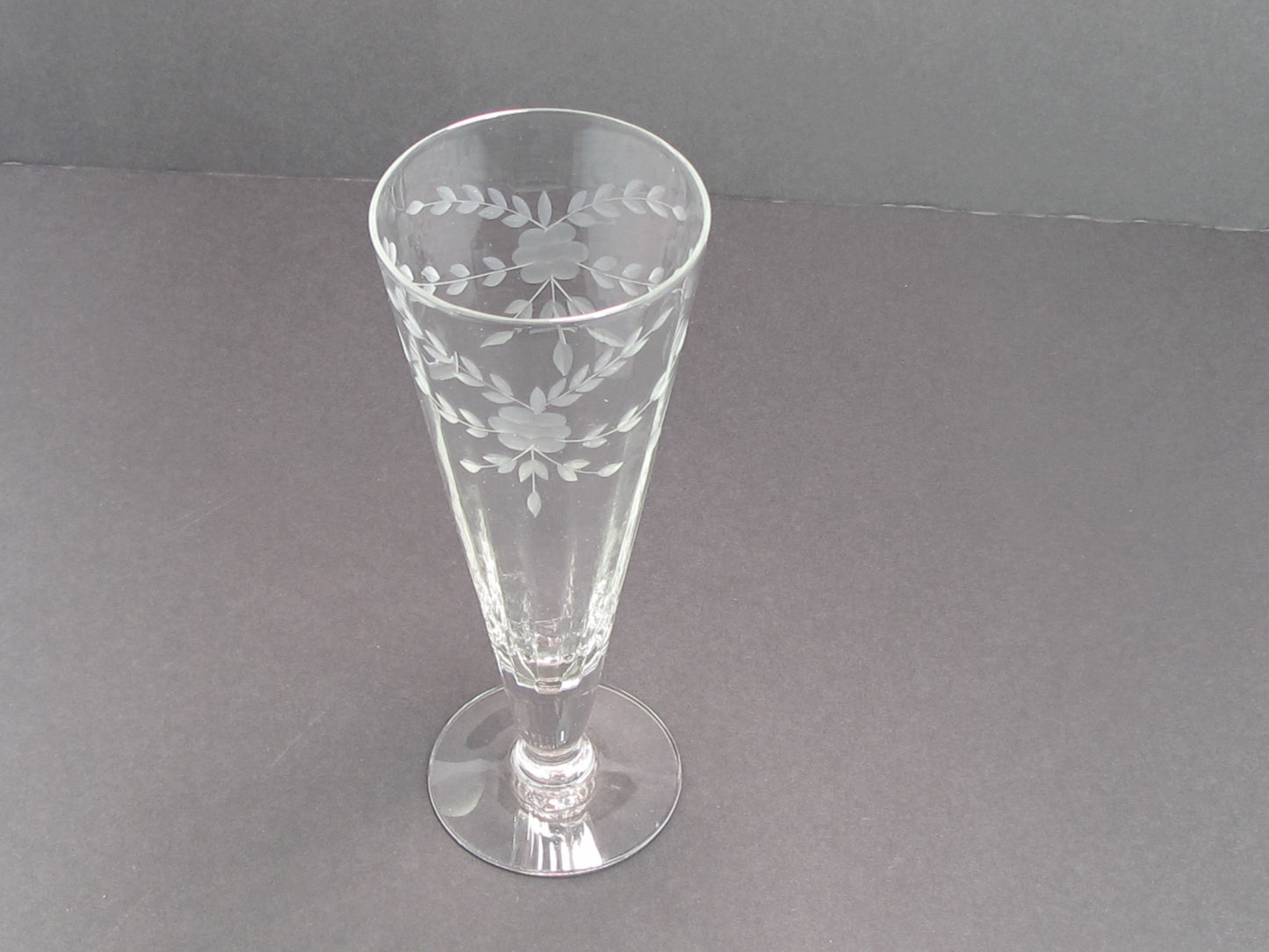 Hand cut  beverage/ champagne glass Seneca? 1960's