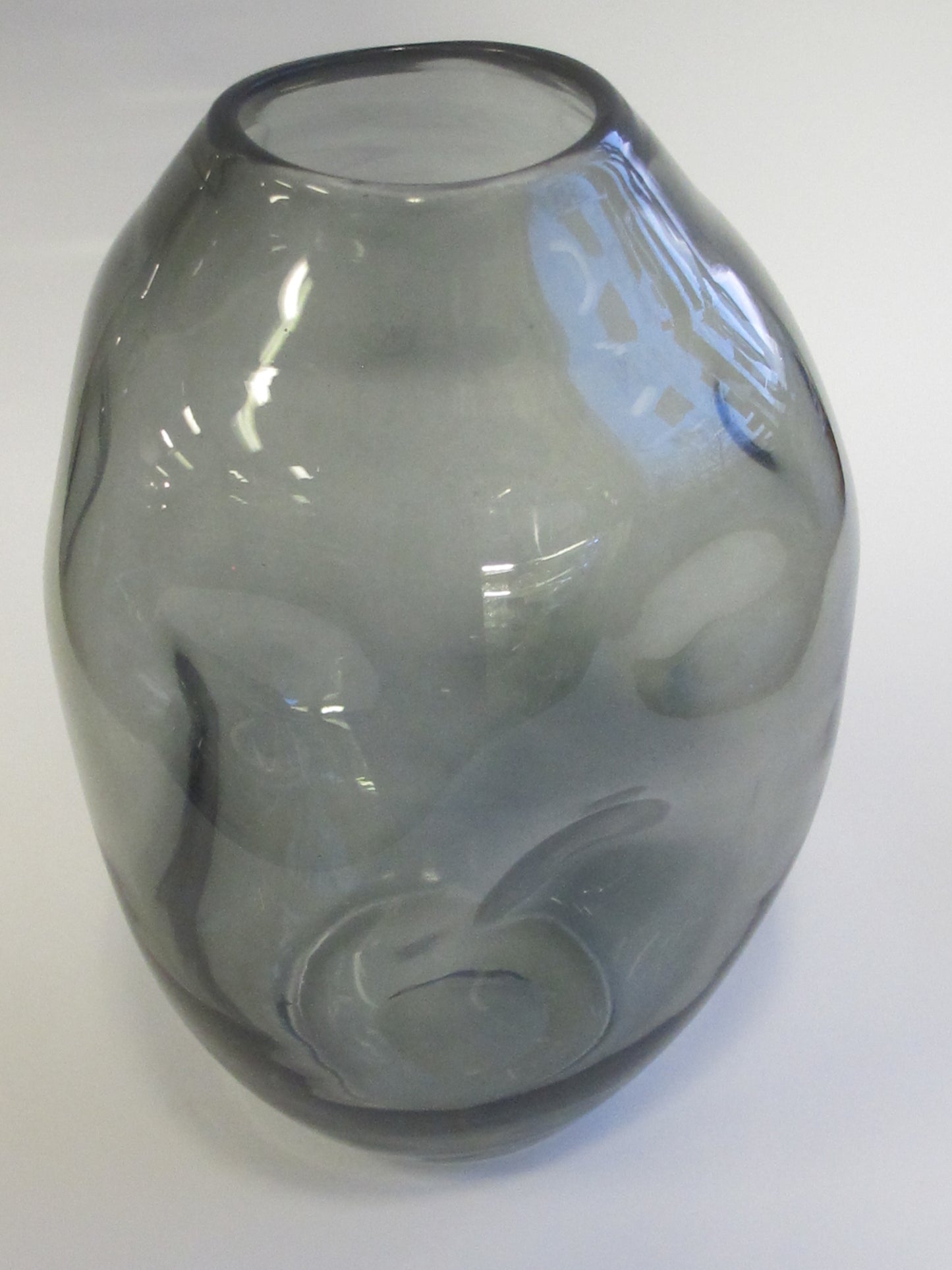 Charcoal glass dimple flower vase vintage