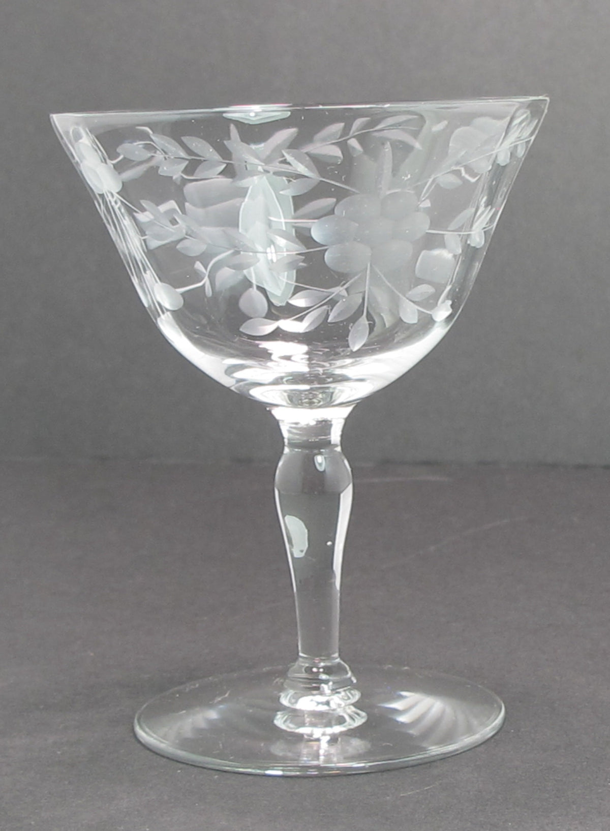 Hand cut cocktail/champagne saucer clear glassware Seneca? 1960's