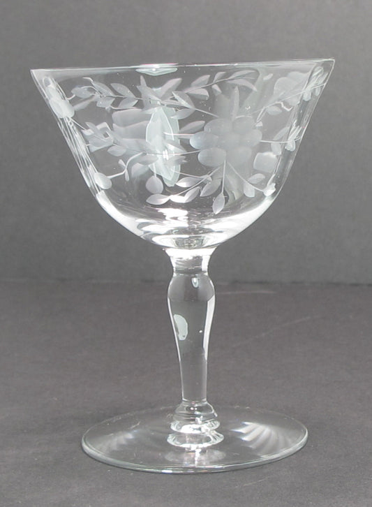 Hand cut cocktail/champagne saucer clear glassware Seneca? 1960's