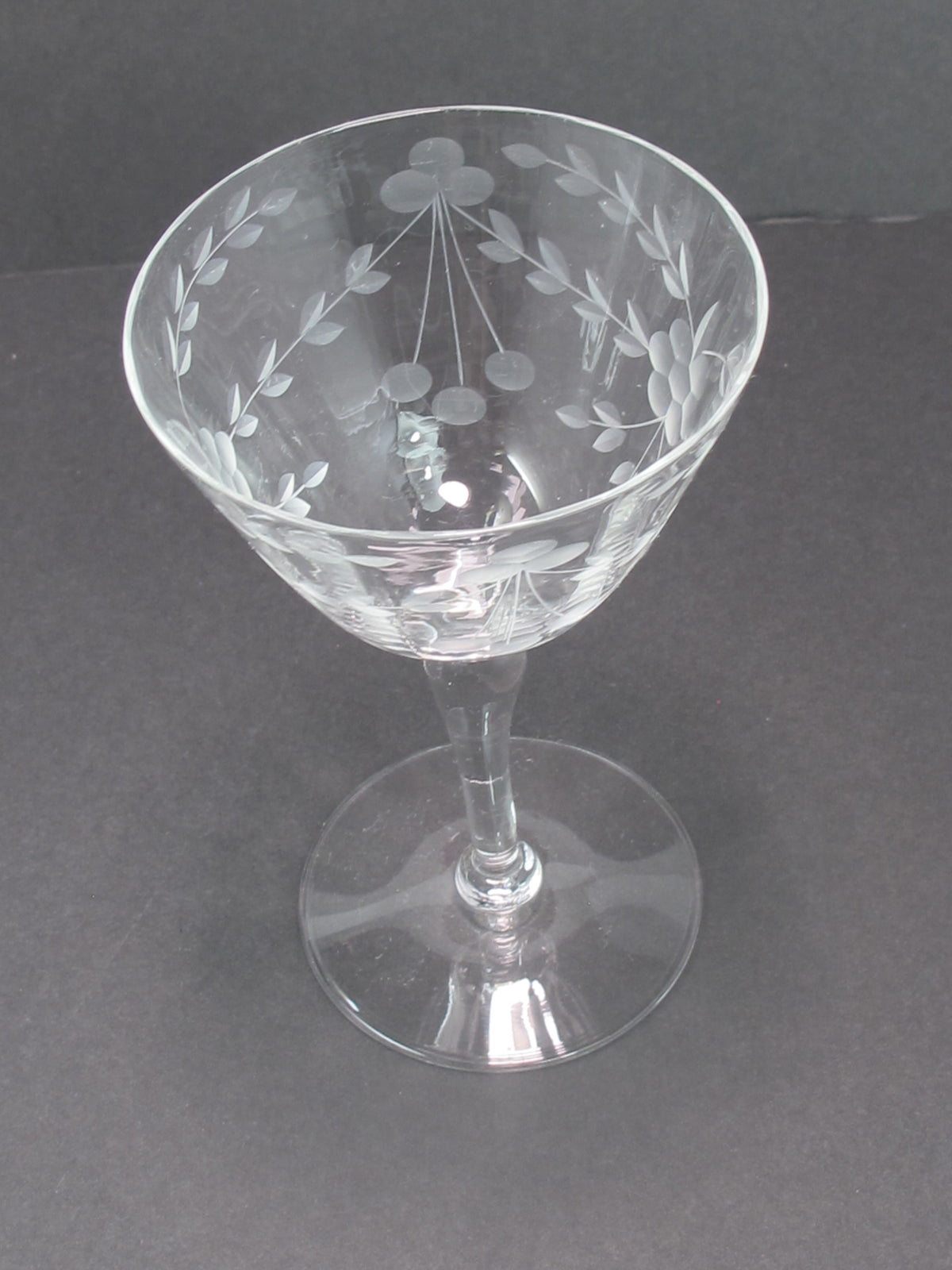 Hand cut cocktail/champagne saucer clear glassware Seneca? 1960's