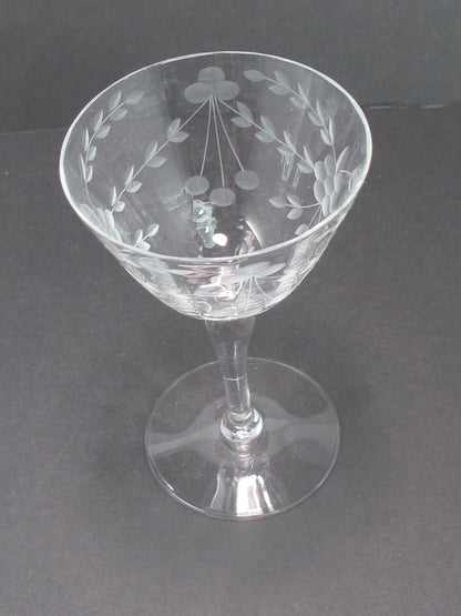 Hand cut cocktail/champagne saucer clear glassware Seneca? 1960's