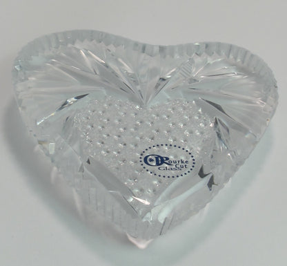 Valentines day Hand Cut 24% lead crystal heart Paperweight signed Peter ORourke