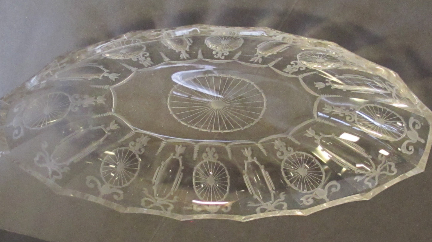 Signed Hawkes American Brilliant Period hand Cut mouth blown blank oval dish