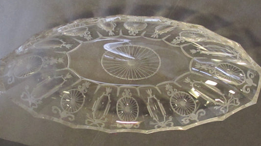 Signed Hawkes American Brilliant Period hand Cut mouth blown blank oval dish