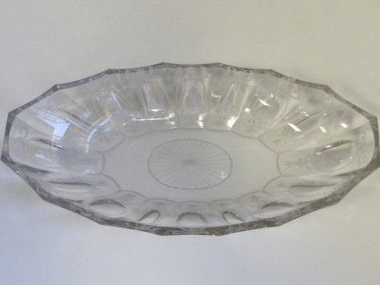 Signed Hawkes American Brilliant Period hand Cut mouth blown blank oval dish