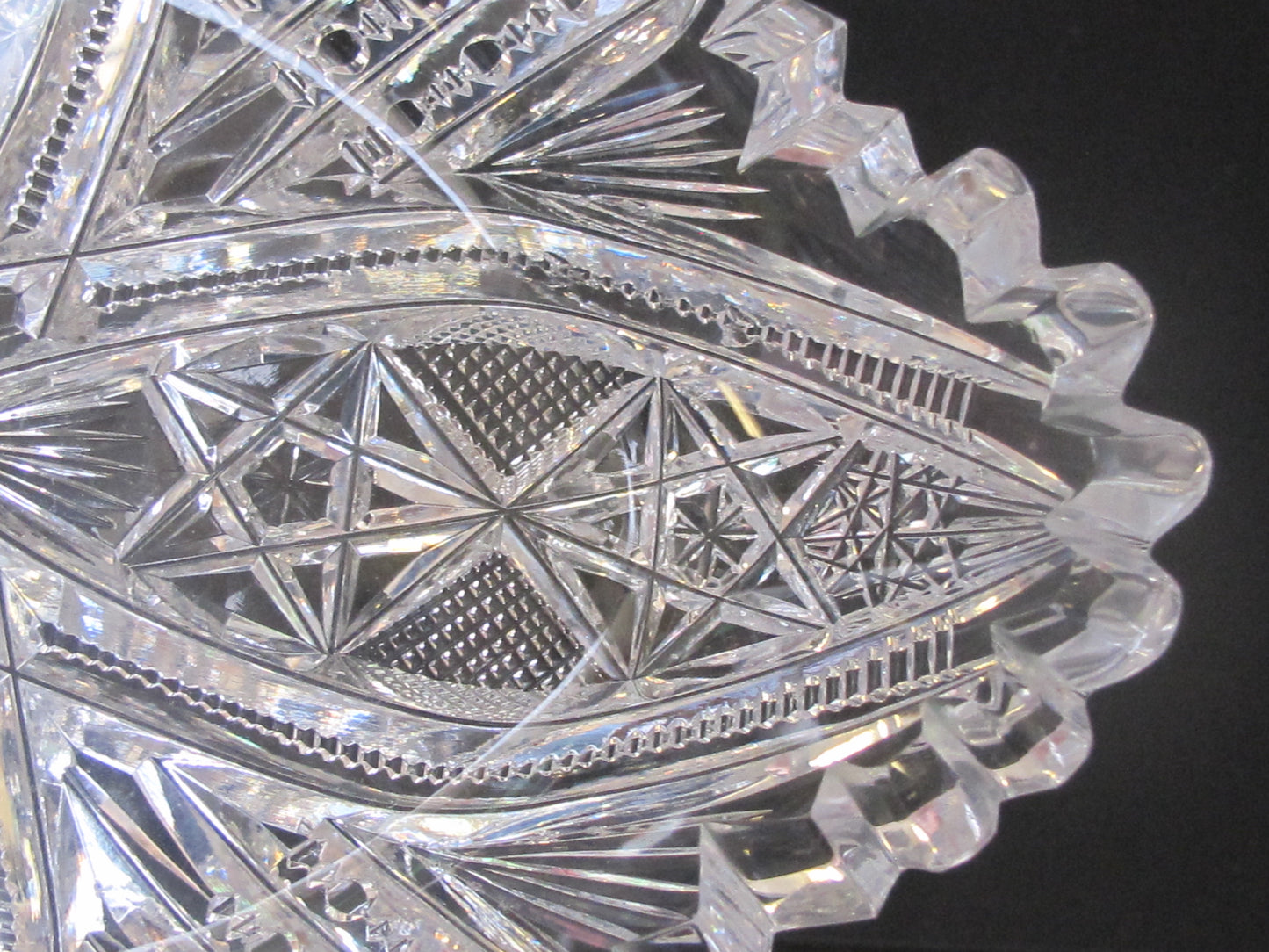 American Brilliant Period Cut Glass oval dish Antique