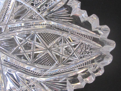 American Brilliant Period Cut Glass oval dish Antique