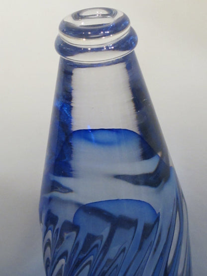 Art glass blue veiled BOTTLE