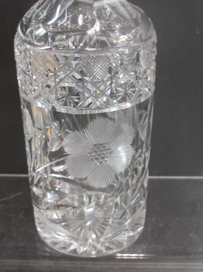 Cut glass decanter Hand cut abp Antique