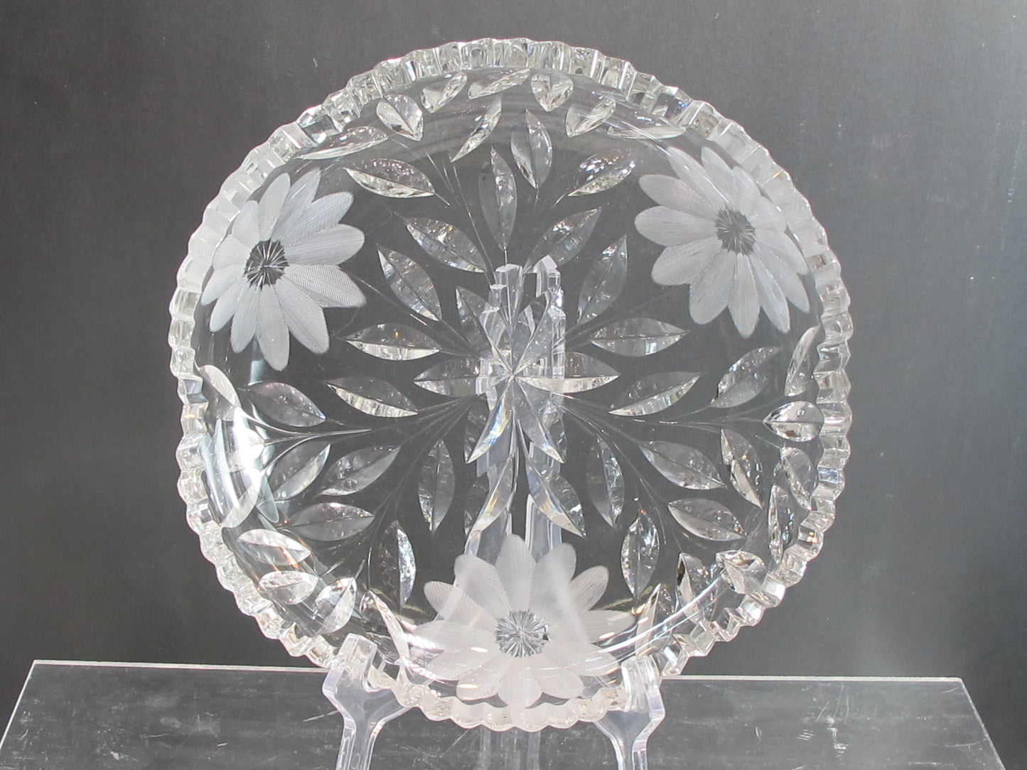 Crystal Cut Glass low Bowl Antique