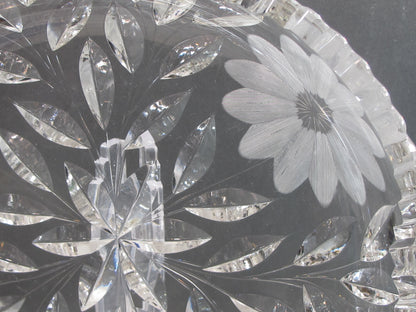 Crystal Cut Glass low Bowl Antique