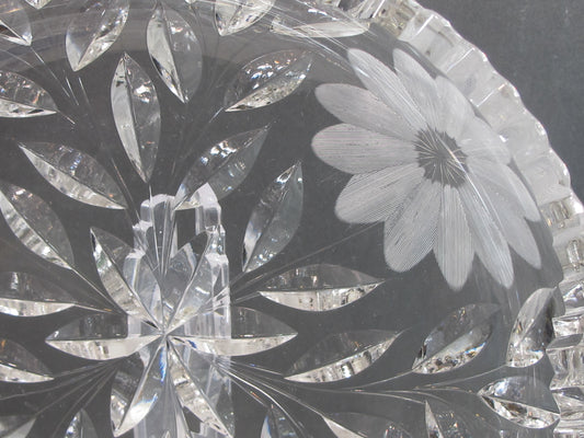 Crystal Cut Glass low Bowl Antique