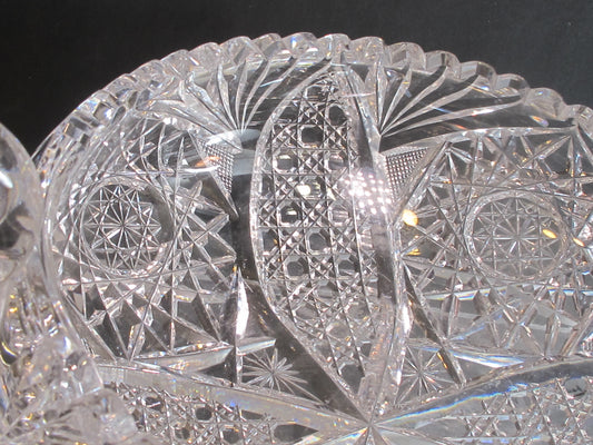 Hand Cut Glass 2 handled bowl abp