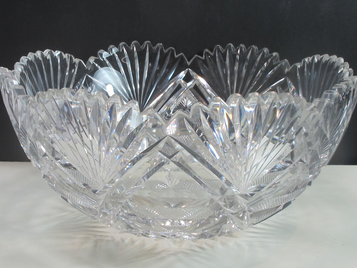 ABP cut glass bowl hand polished American brilliant for