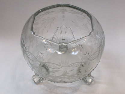 Cut glass 3 legged rose bowl sale