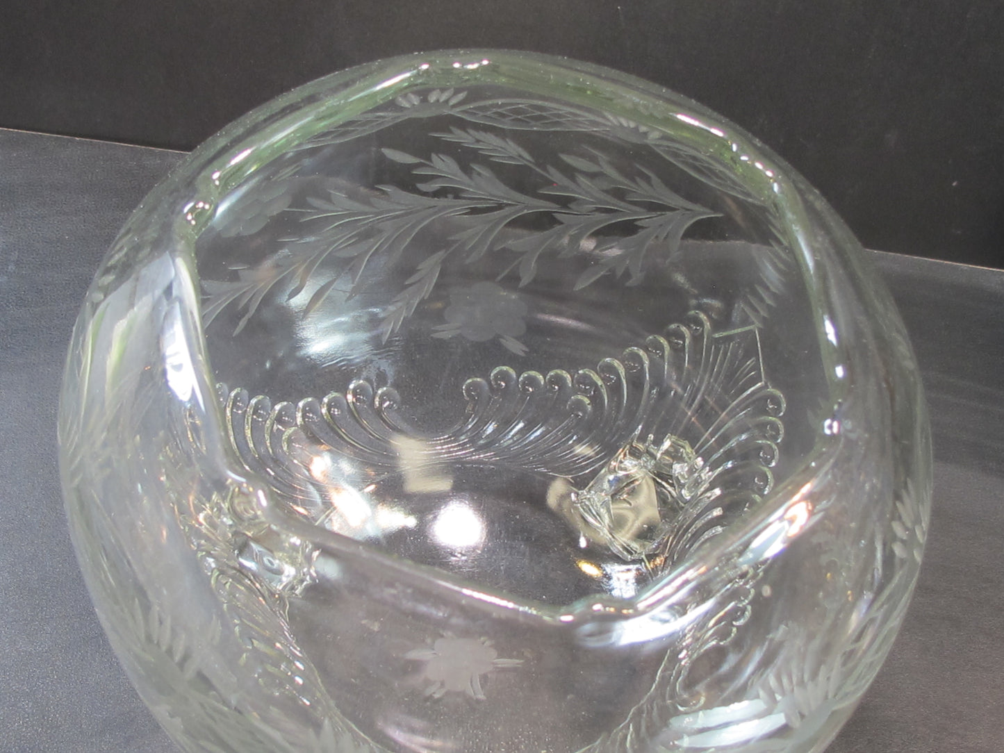 Cut glass 3 legged rose bowl sale