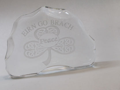 Celtic shamrock pattern paperweight, 24% lead crystal Peace