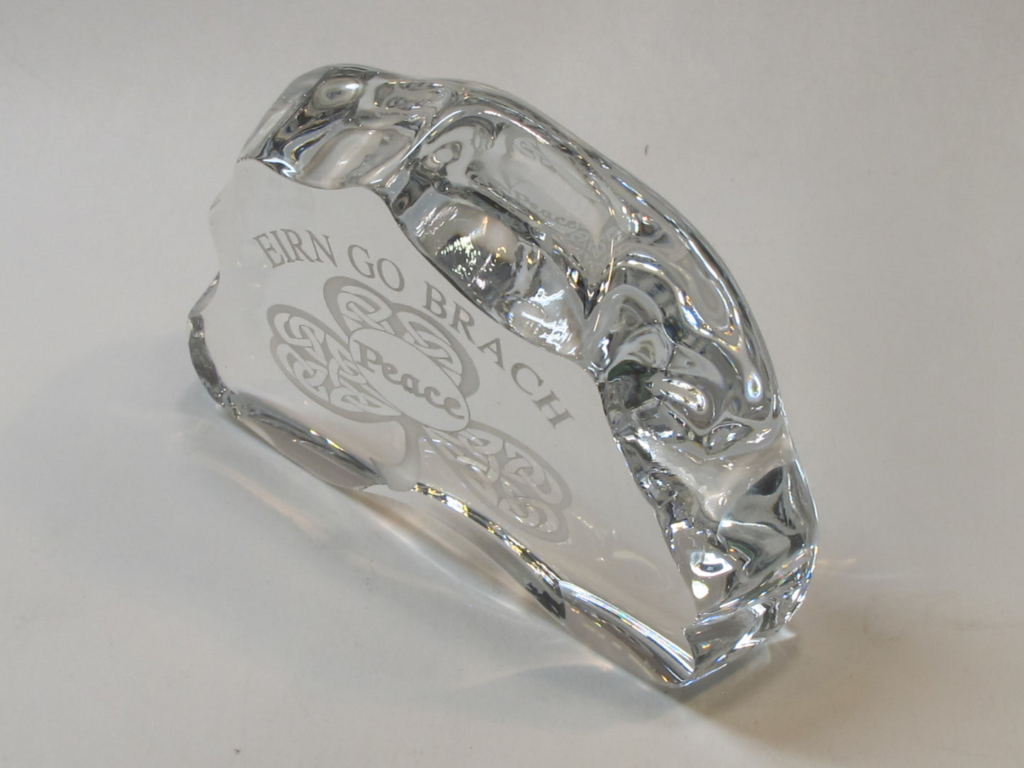 Celtic shamrock pattern paperweight, 24% lead crystal Peace